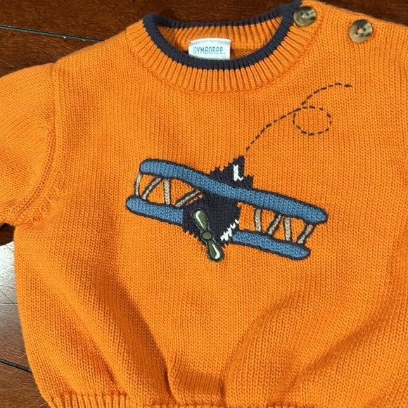 Gymboree 2005 Fly Boys Orange Bi-plane 100% cotton airplane sweater 3-6 months - Picture 4 of 12